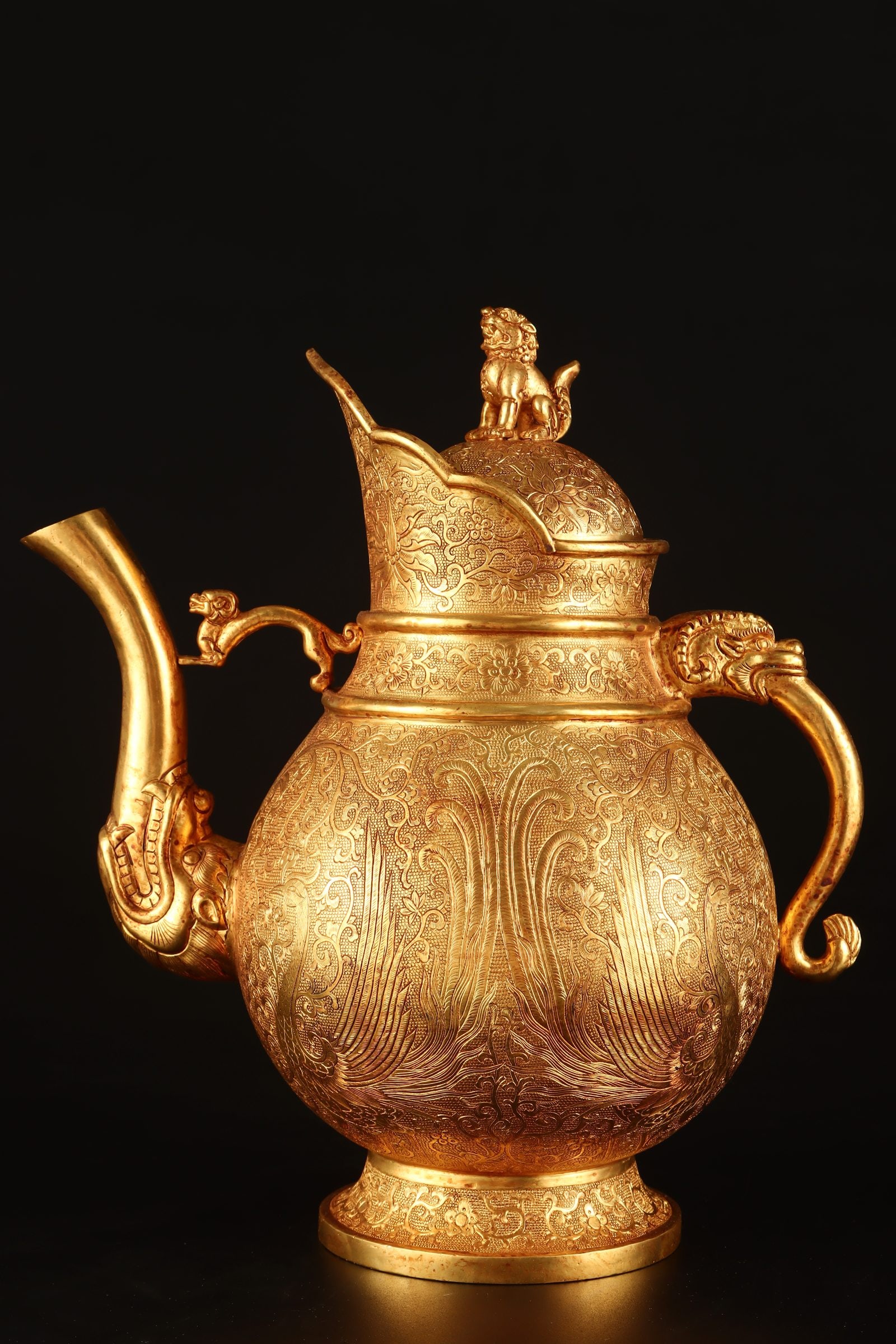 A Exquisite Gilt Bronze Phoenix Pattern Ewer - 3