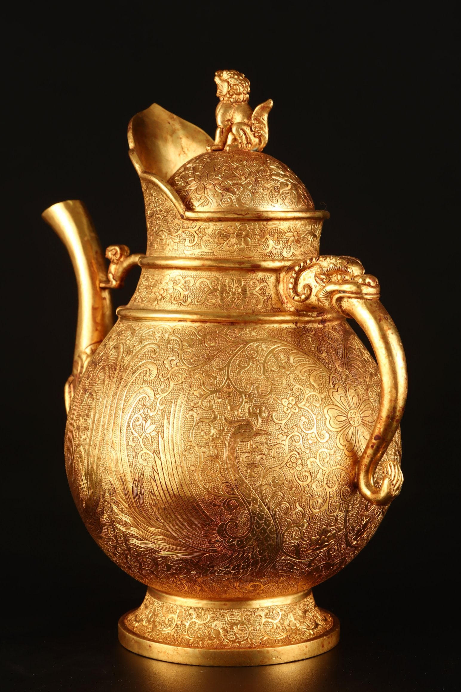 A Exquisite Gilt Bronze Phoenix Pattern Ewer - 5