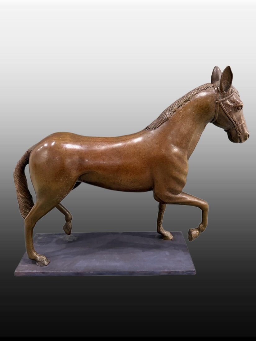 A Exquisite Copper Horse Ornament: A Exquisite Copper Horse Ornament,Qing Dynasty, China,Size:28.3inx7.9inx22.8in 铜马摆件,中国清代