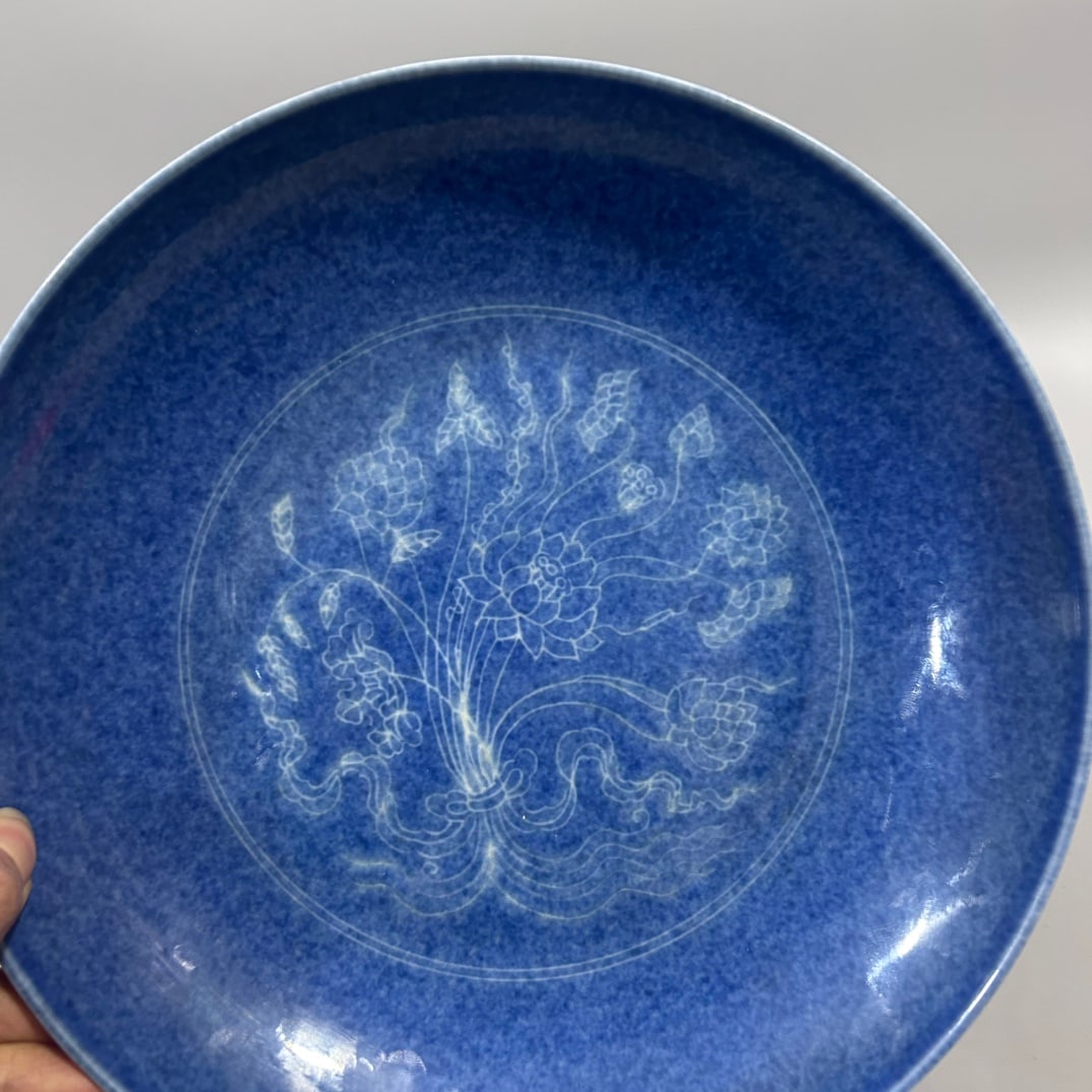 A Exquisite Ji Blue Glazed Flower Pattern Plate - 3