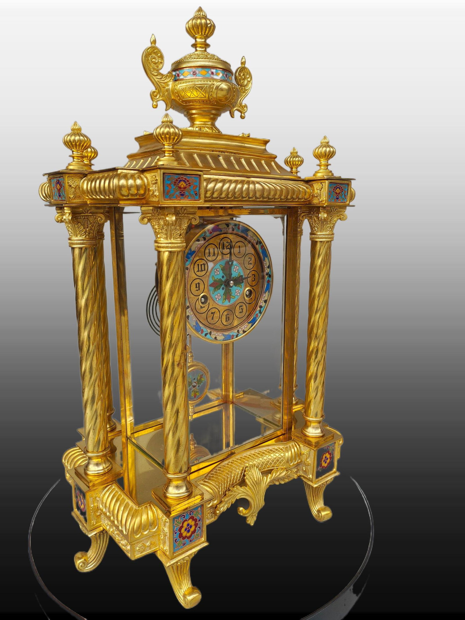 A Exquisite Brass Gilded Mechanical Mantel Clock - 3