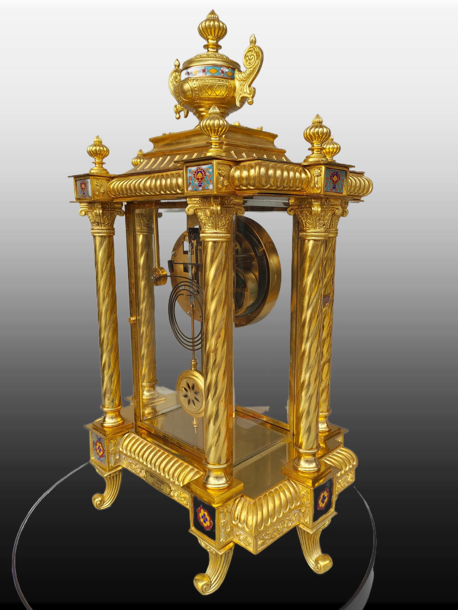 A Exquisite Brass Gilded Mechanical Mantel Clock - 5