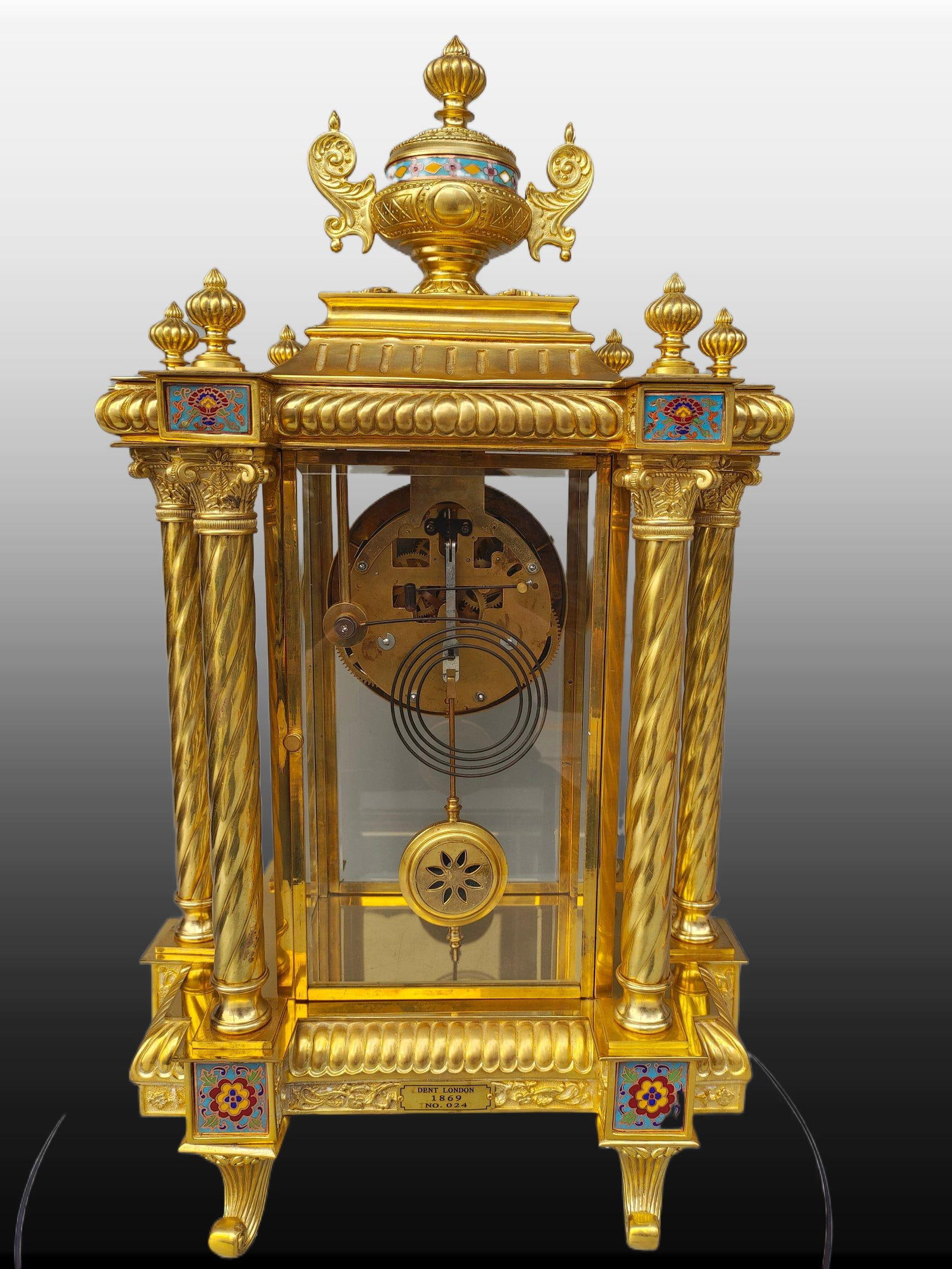 A Exquisite Brass Gilded Mechanical Mantel Clock - 6