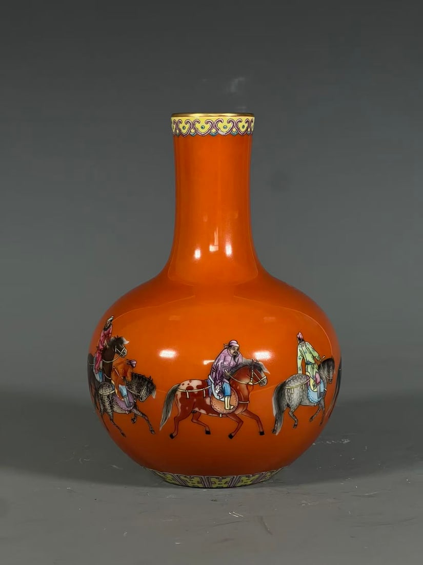 A Exquisite Underglaze-Red Figures Pattern Vase: A Exquisite Underglaze-Red Figures Pattern Vase,Qing Dynasty, China,Yongzheng Six-character Mark,Size:7.1inx1.5inx2.3in