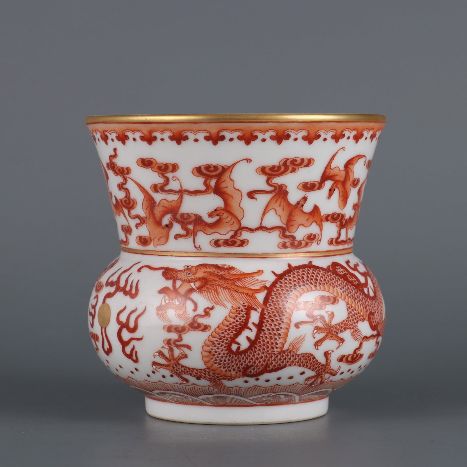 A Exquisite Iron-Red Dragon Pattern Jar: A Exquisite Iron-Red Dragon Pattern Jar,Qing Dynasty, China,Guangxu Six-character Mark,Size:3.7inx3.8in 矾红龙纹罐,中国清代,光绪ࠤ