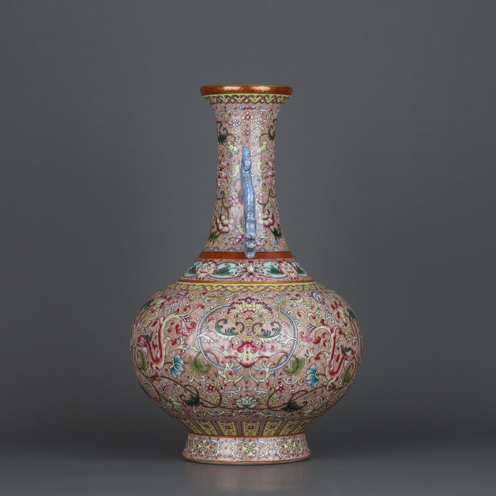 A Exquisite Enamel Lotus Pattern Double Ears Vase - 2
