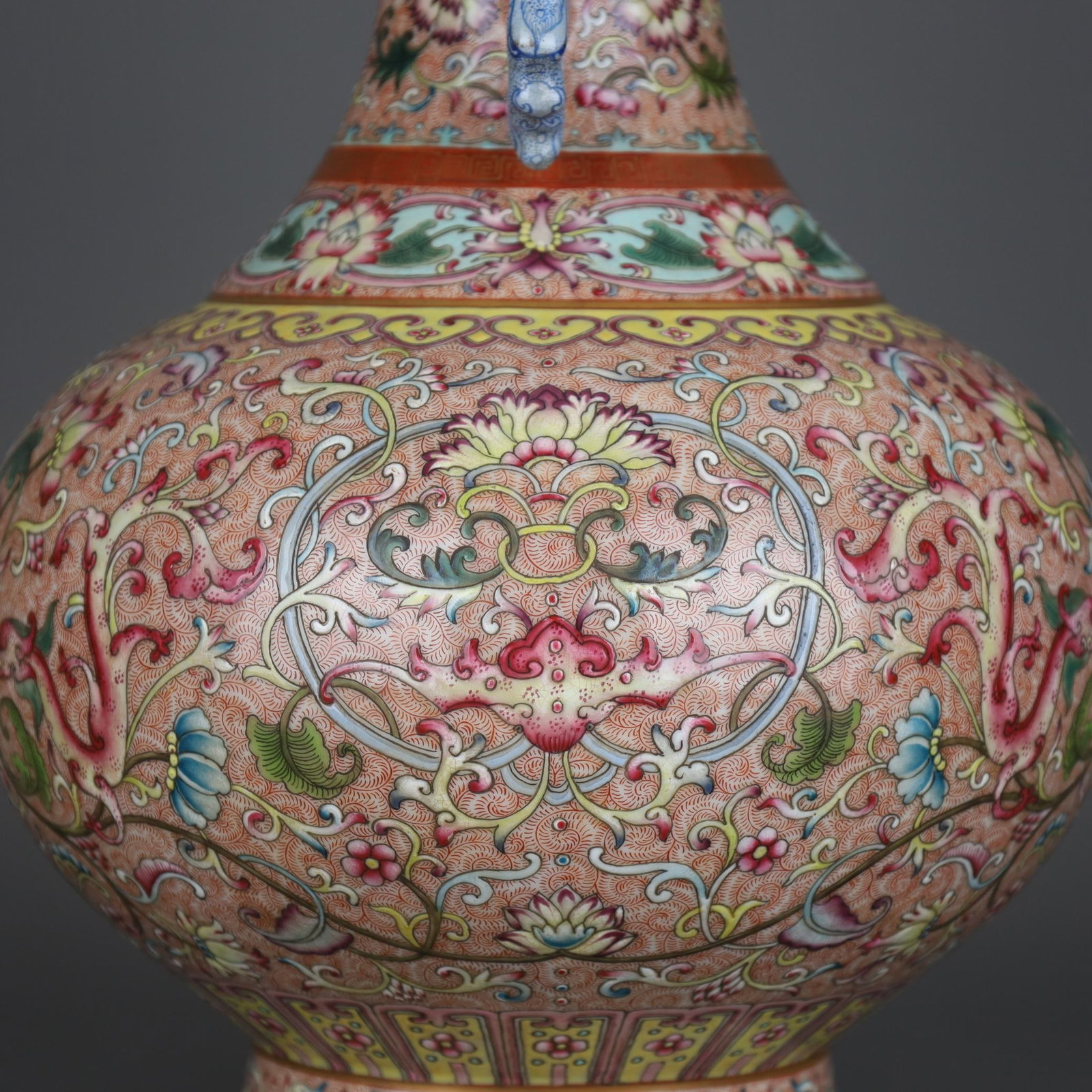A Exquisite Enamel Lotus Pattern Double Ears Vase - 6