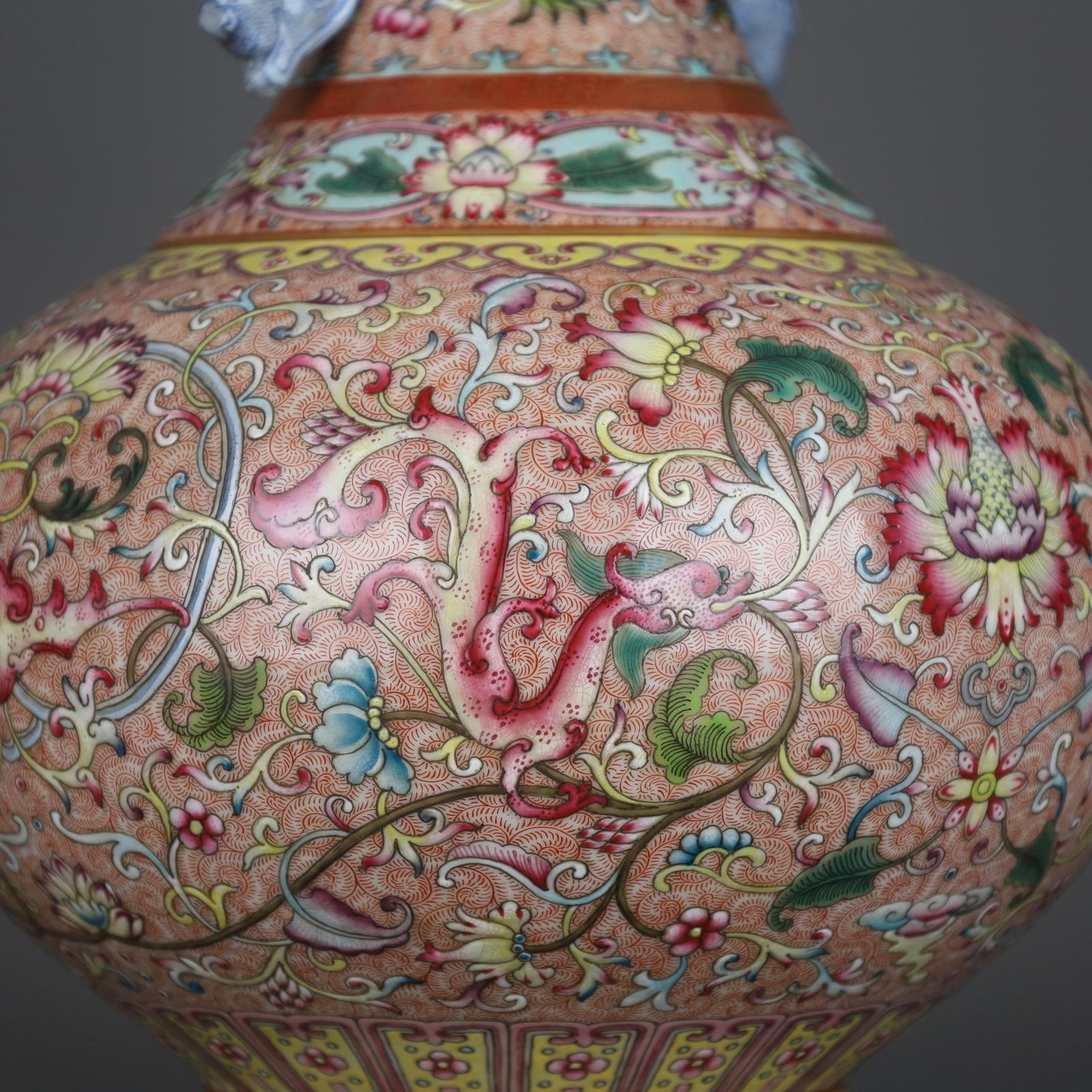 A Exquisite Enamel Lotus Pattern Double Ears Vase - 7