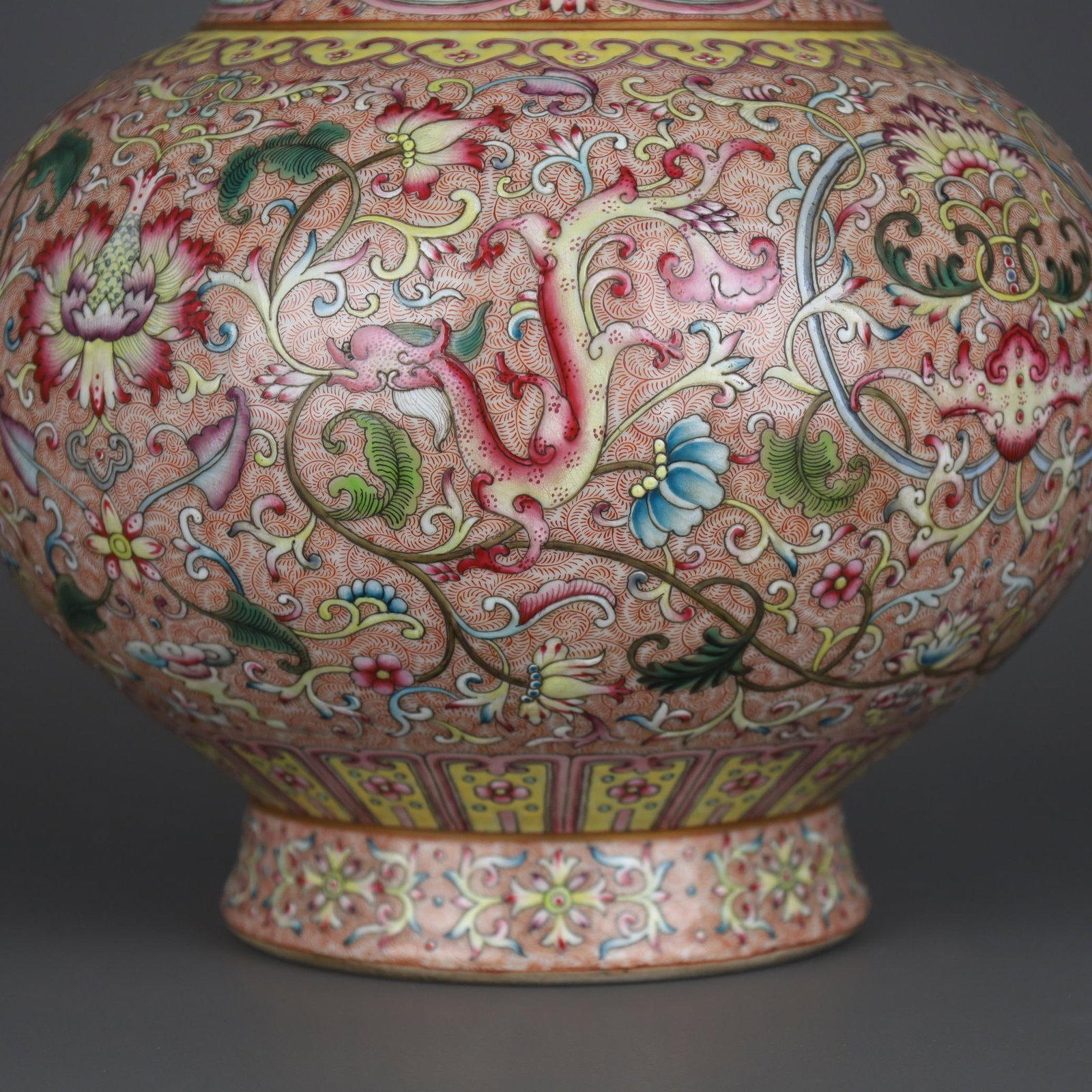 A Exquisite Enamel Lotus Pattern Double Ears Vase - 8
