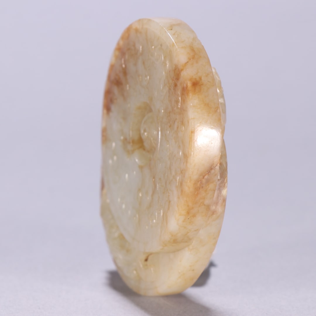 A Exquisite Hotan Jade Dragon Pattern Jade Bi - 7