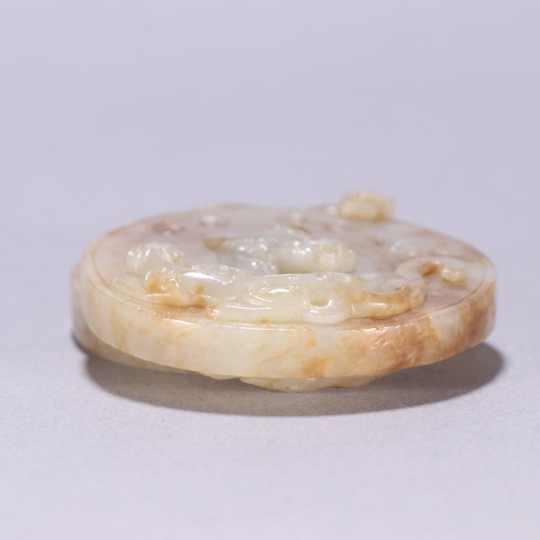 A Exquisite Hotan Jade Dragon Pattern Jade Bi - 8