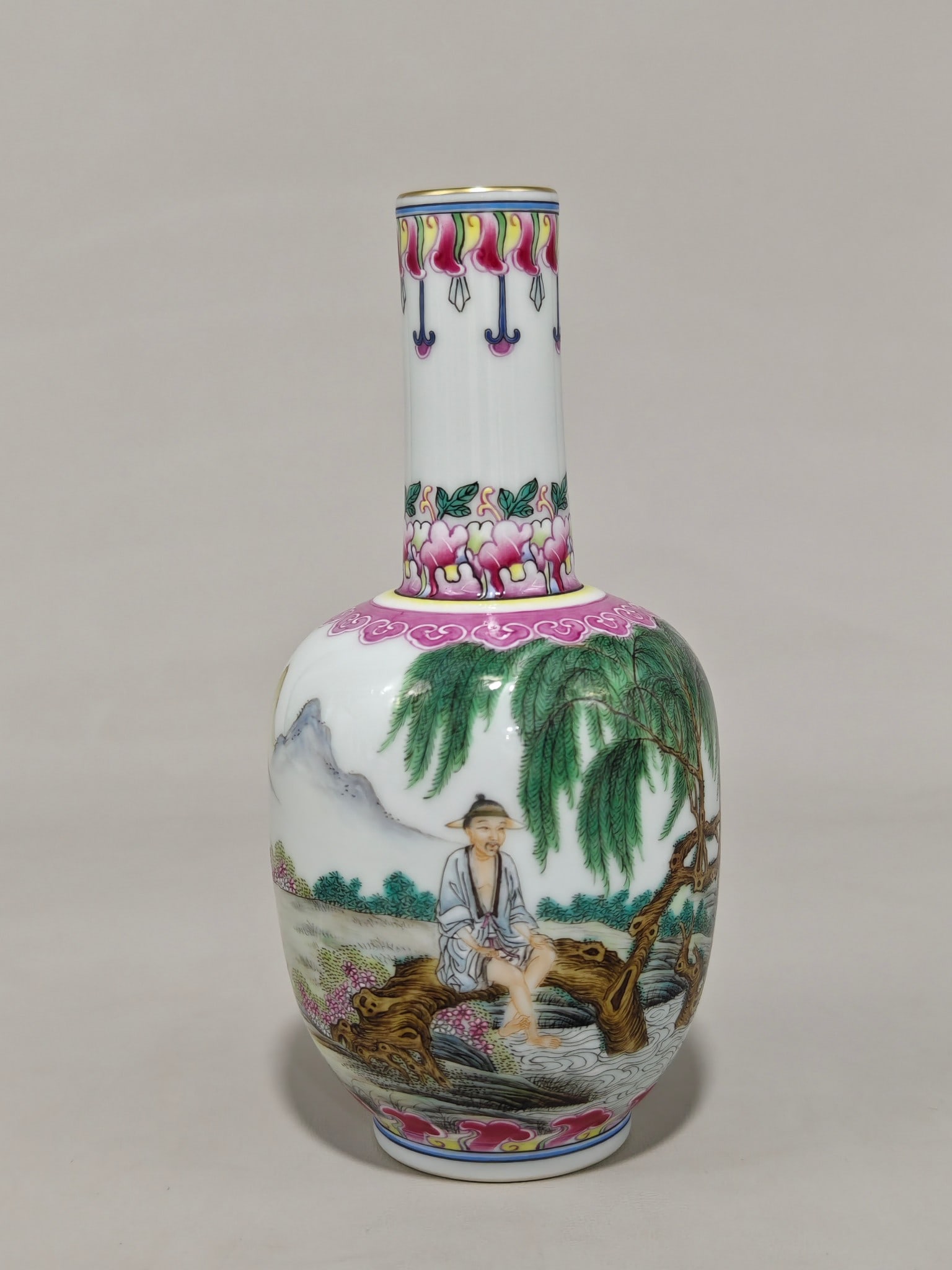 A Exquisite Famille-Rose Character and Story Pattern Vase: A Exquisite Famille-Rose Character and Story Pattern Vase,Qing Dynasty, China,Yongzheng Four-character Mark,Size:7.5inx3.9in