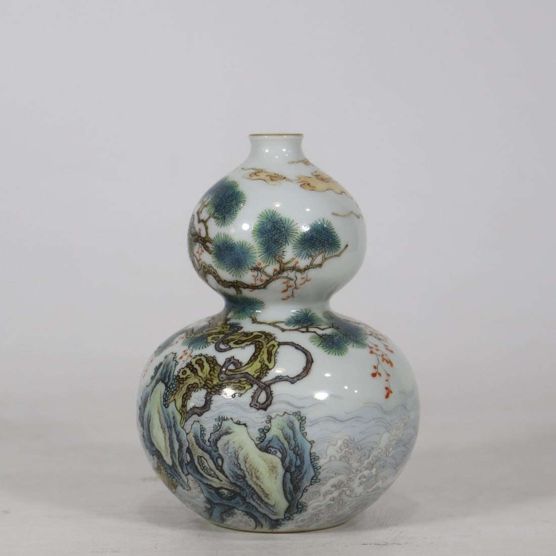 A Exquisite Enamel Landscape Pattern Gourd Vase - 2