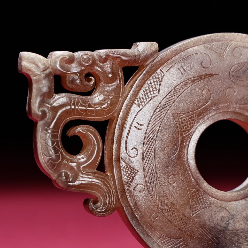 A Exquisite Hetian Jade Dragon Pattern Jade Bi - 5