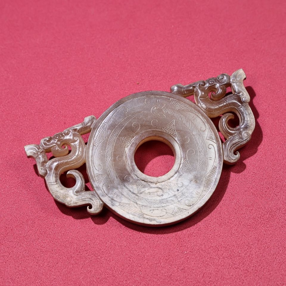 A Exquisite Hetian Jade Dragon Pattern Jade Bi - 8