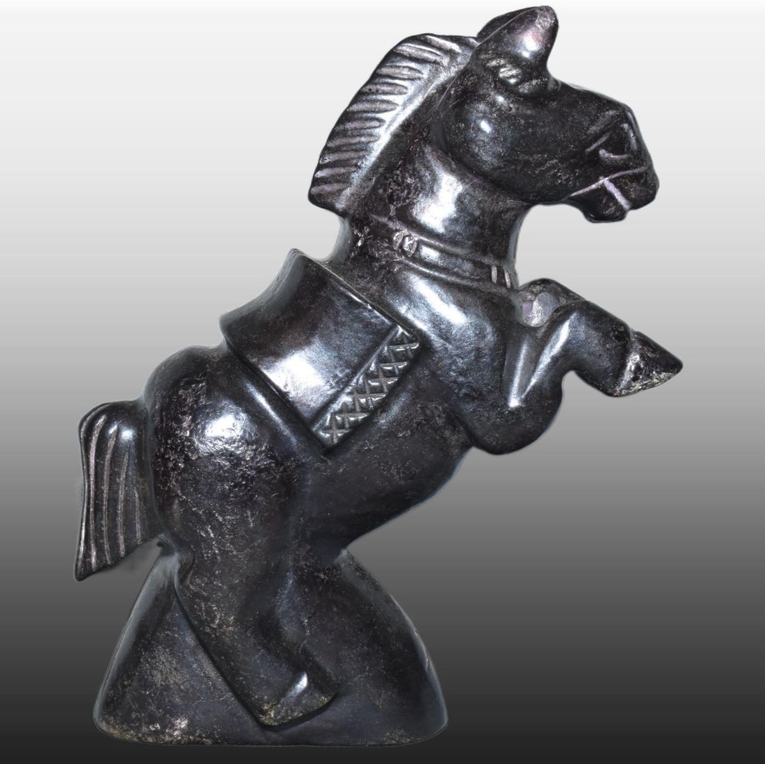 A Exquisite Meteorite Horse Ornament: A Exquisite Meteorite Horse Ornament,Ancient Time, China,Size:8.3inx9.4in,Weight:2910g 陨石马摆件,远古时期