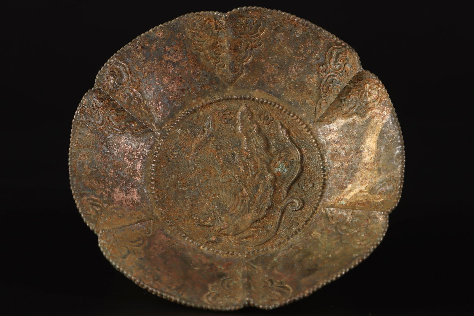 A Exquisite Copper Phoenix Pattern Plate - 5