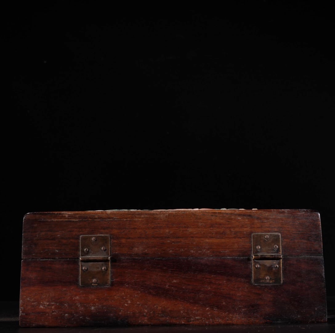 A Exquisite Redwood Flower and Bird Pattern Box - 8
