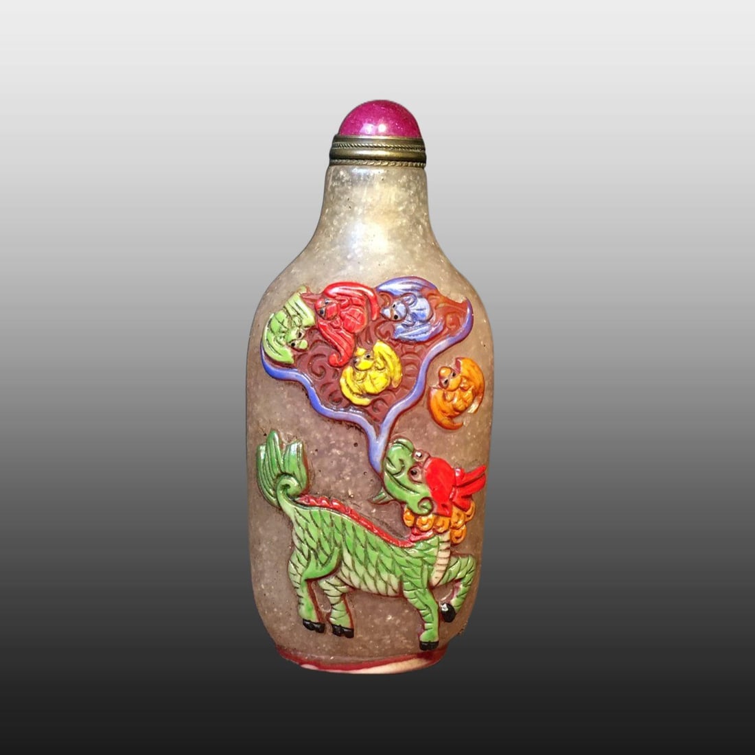 A Exquisite Colored glaze Tiger Pattern Snuff Bottle - 2