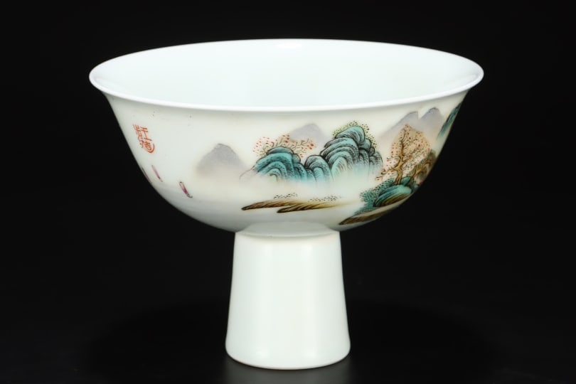 A Exquisite Enamel Landscape Pattern Bowl - 2