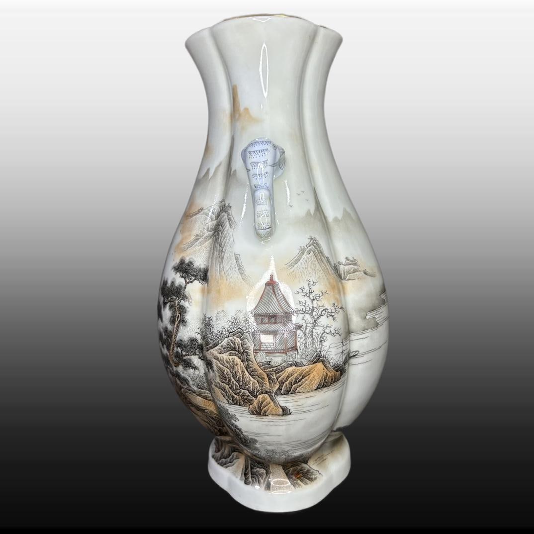 A Exquisite Ink Color Landscape Pattern Vase - 3