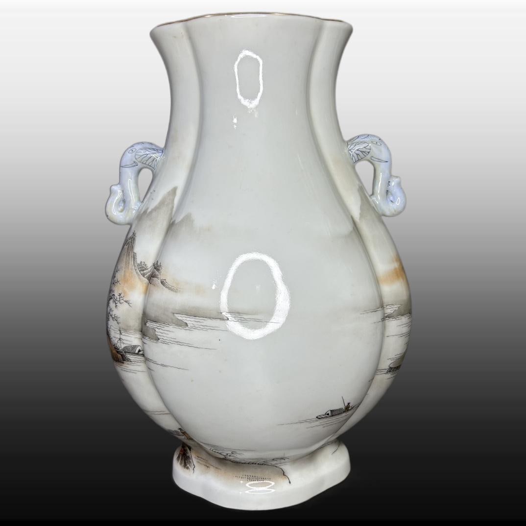 A Exquisite Ink Color Landscape Pattern Vase - 4