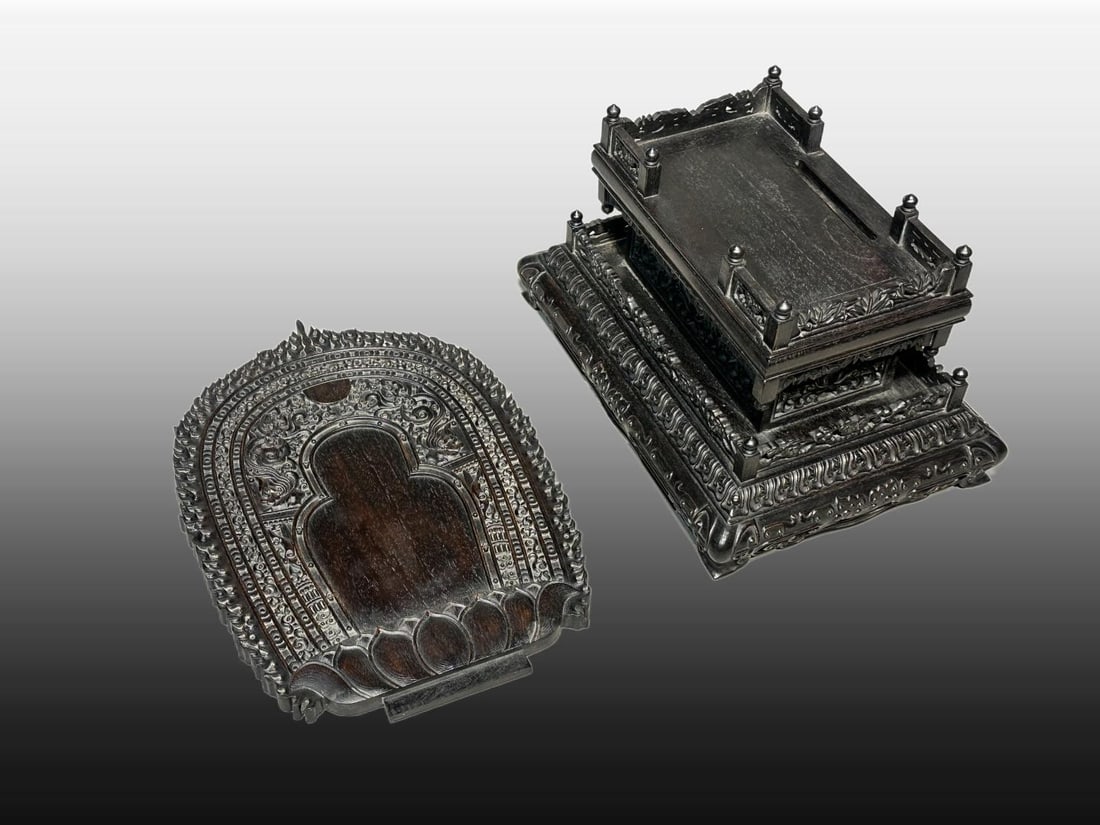 A Exquisite Wood Carving Base - 5