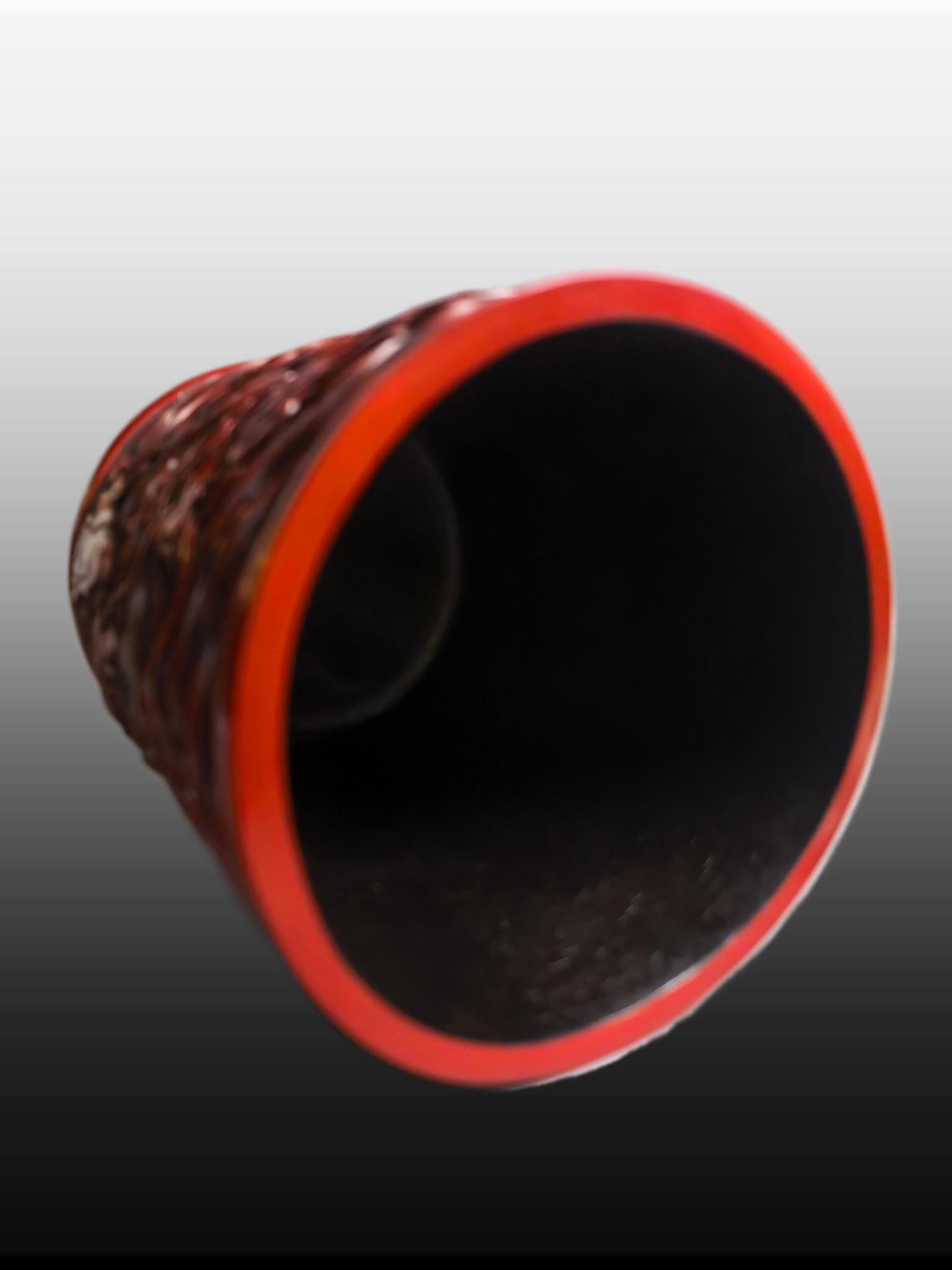 A Exquisite Carved Red Lacquer Dragon Pattern Brush Pot - 7