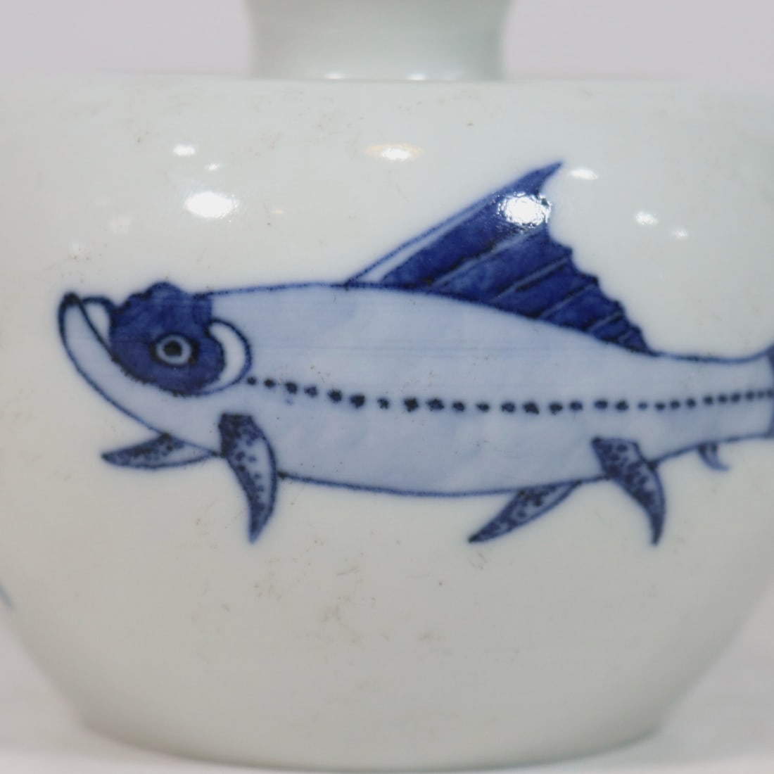 A Exquisite Blue and White Fish Pattern Apple Vase - 5