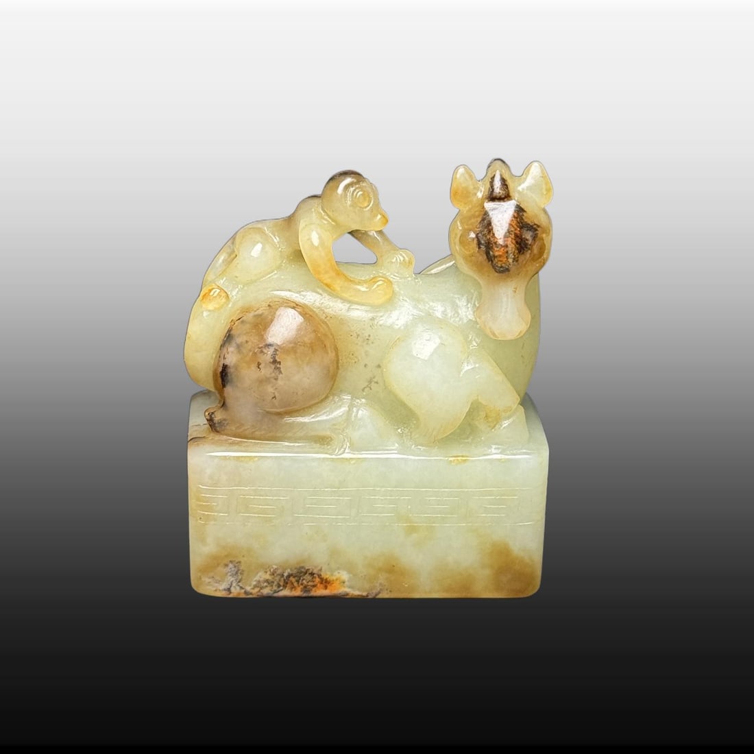 A Exquisite Hotan Jade Auspicious Beast Seal (1 of 7)