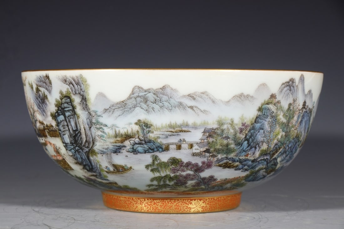 A Exquisite Enamel Landscape Pattern Bowl - 2