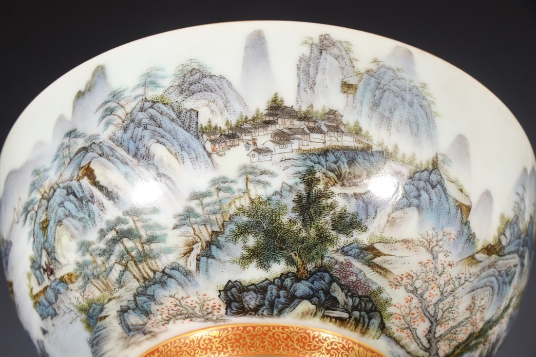A Exquisite Enamel Landscape Pattern Bowl - 5