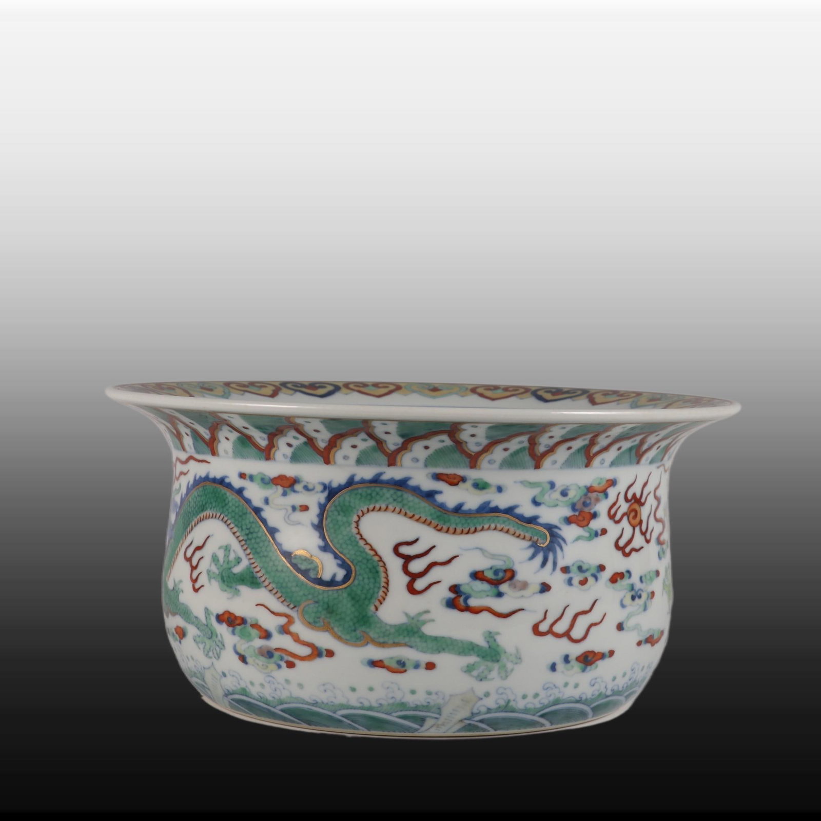A Exquisite Doucai Painted Gold Dragon Pattern Basin - 2