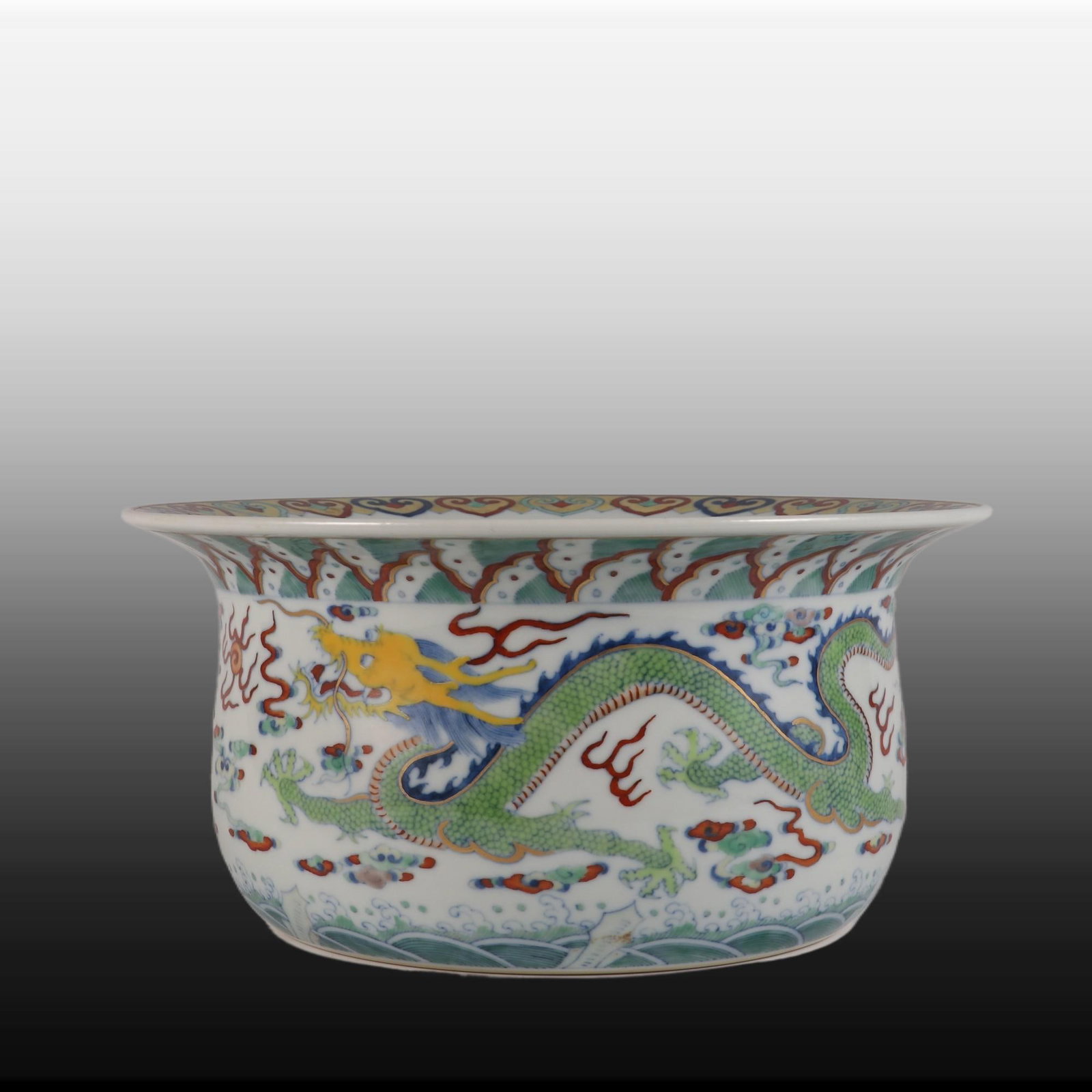 A Exquisite Doucai Painted Gold Dragon Pattern Basin - 3