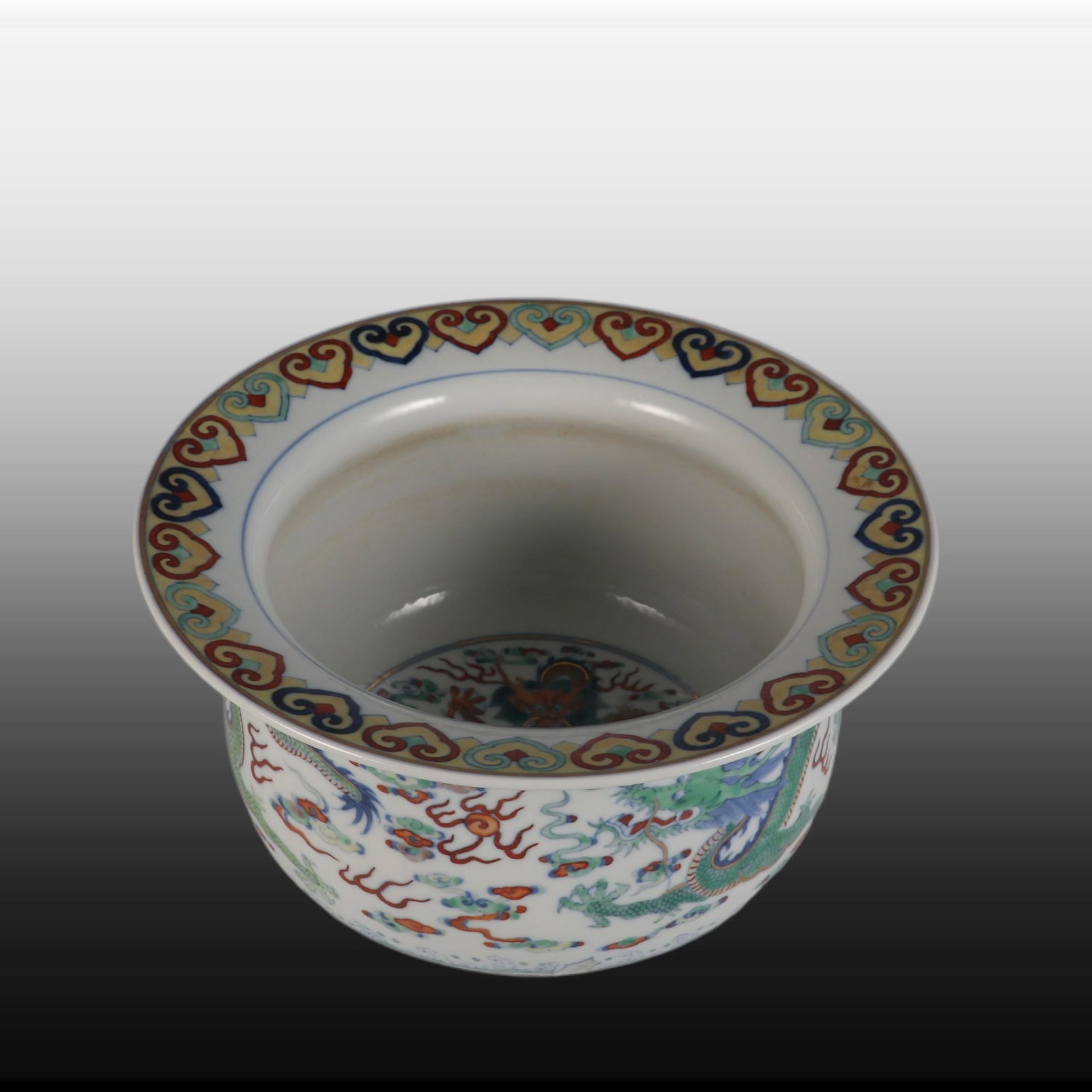 A Exquisite Doucai Painted Gold Dragon Pattern Basin - 5
