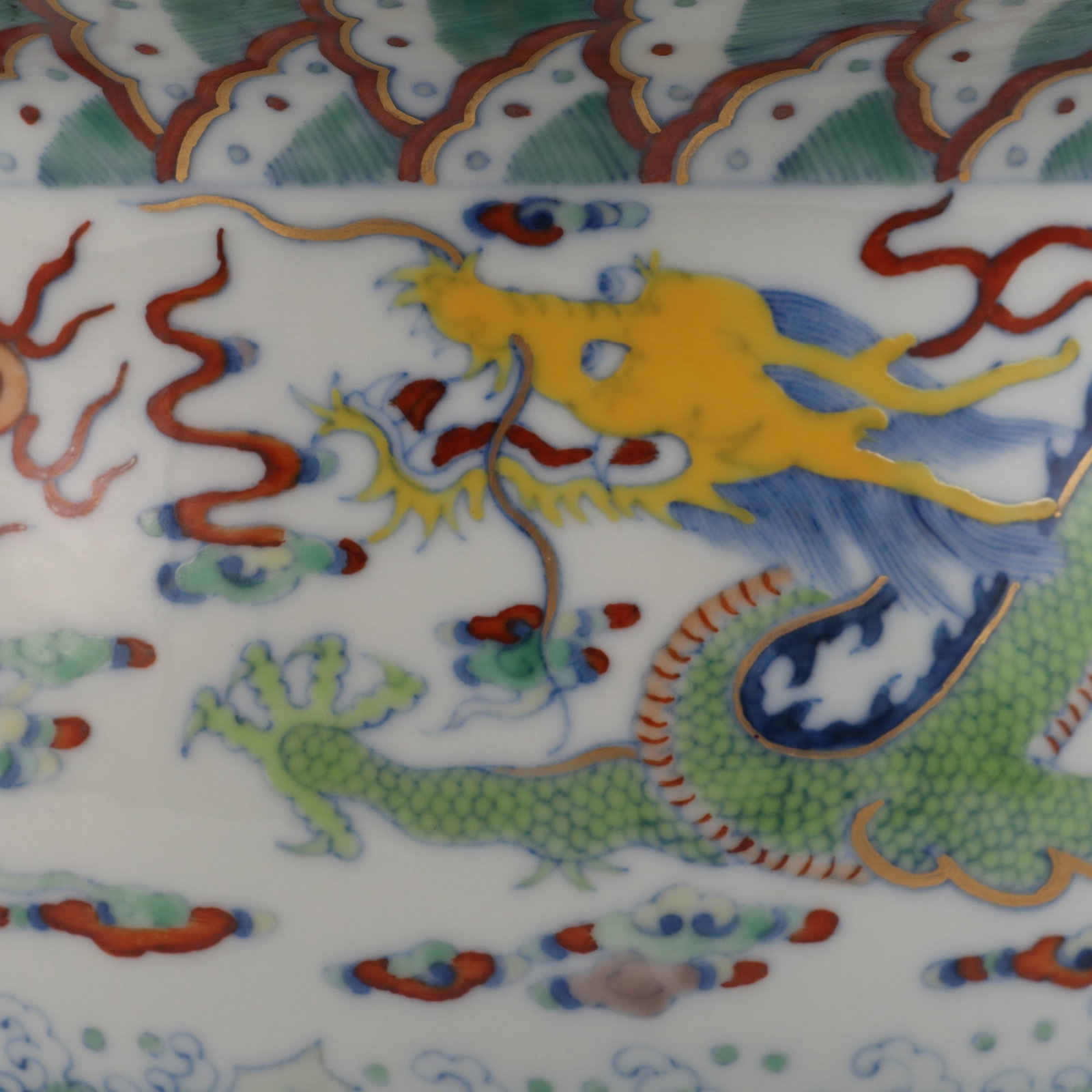 A Exquisite Doucai Painted Gold Dragon Pattern Basin - 6