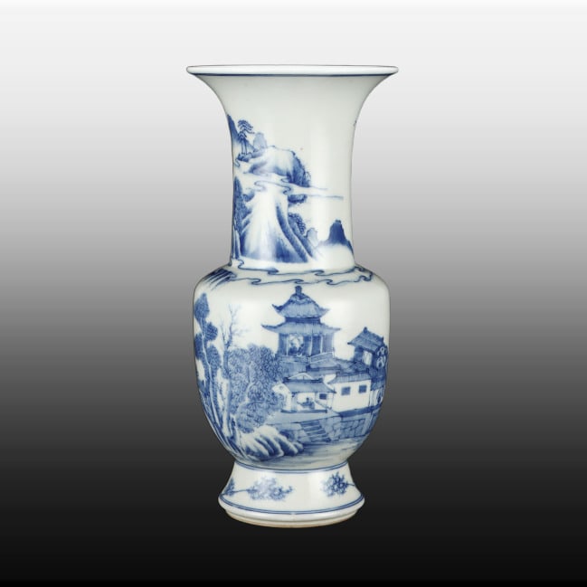 A Exquisite Blue and White Landscape Pattern Vase - 2