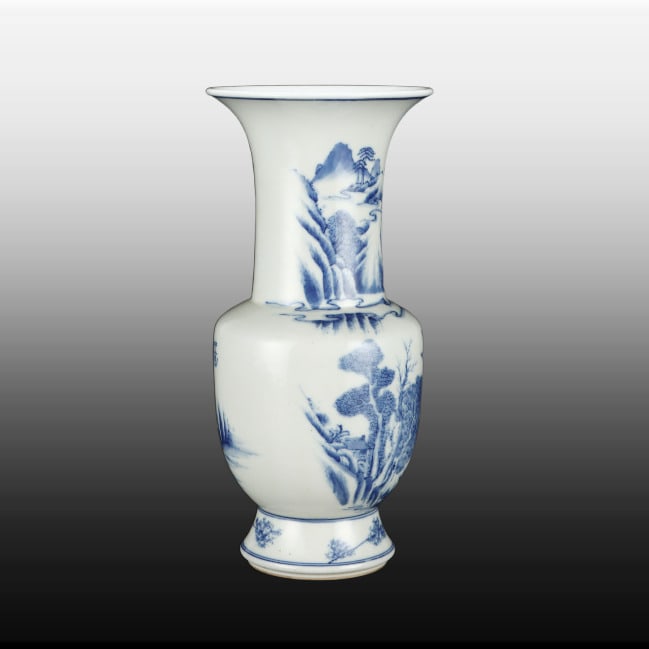A Exquisite Blue and White Landscape Pattern Vase - 3