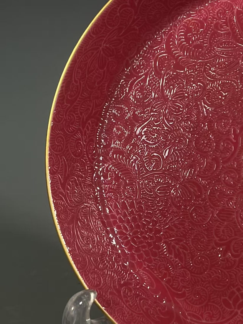 A Exquisite Ruby Red-Glazed Plate - 3