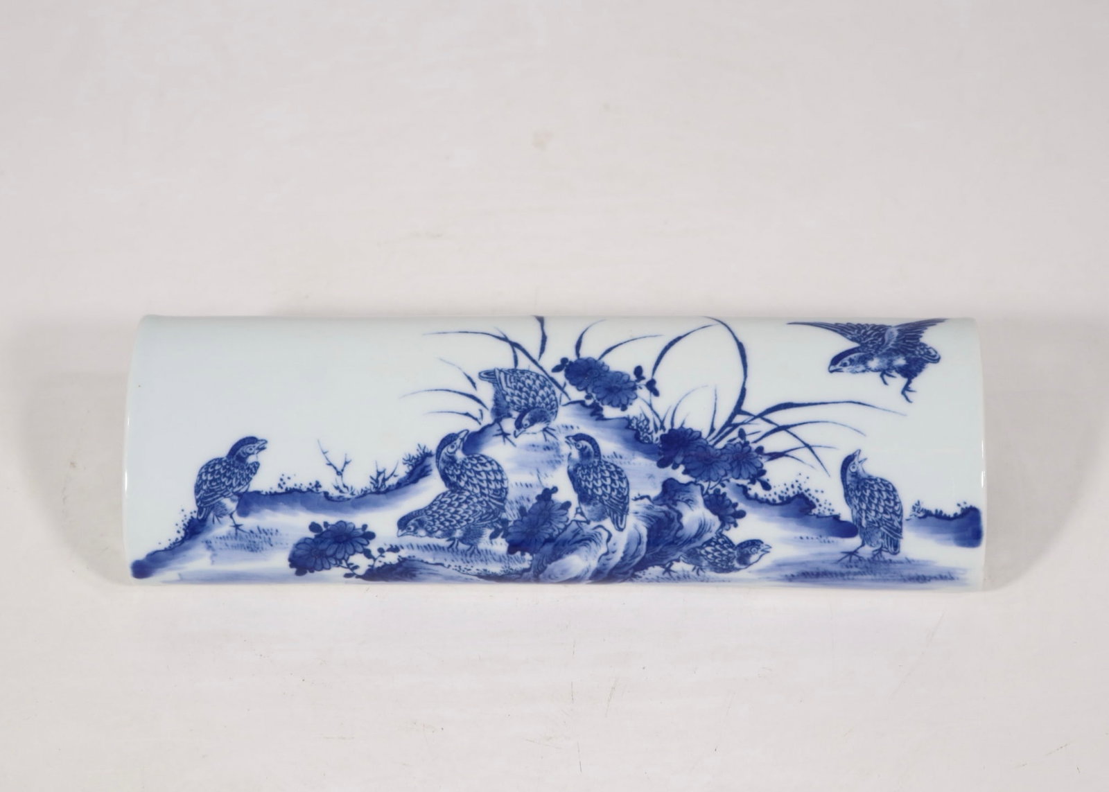 A Exquisite Blue and White Flower and Bird Pattern Paper Weight: A Exquisite Blue and White Flower and Bird Pattern Paper Weight,Qing Dynasty, China,Qianlong Six-character Mark,Size:8.4inx2.8in