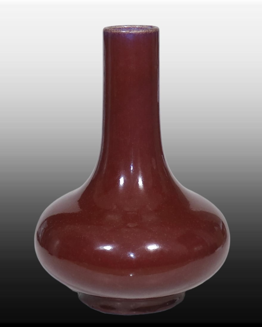 A Exquisite Red Glazed Vase: A Exquisite Red Glazed Vase,Qing Dynasty, China,Size:11.2inx2.2in 红釉瓶,中国清代