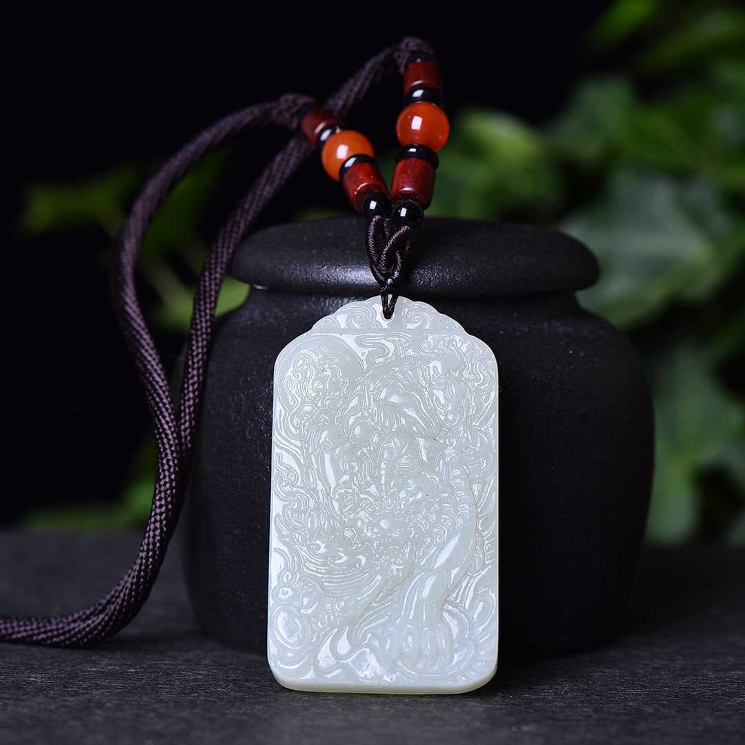 A Exquisite Hotan Jade Auspicious Beast Pattern Pendant - 4