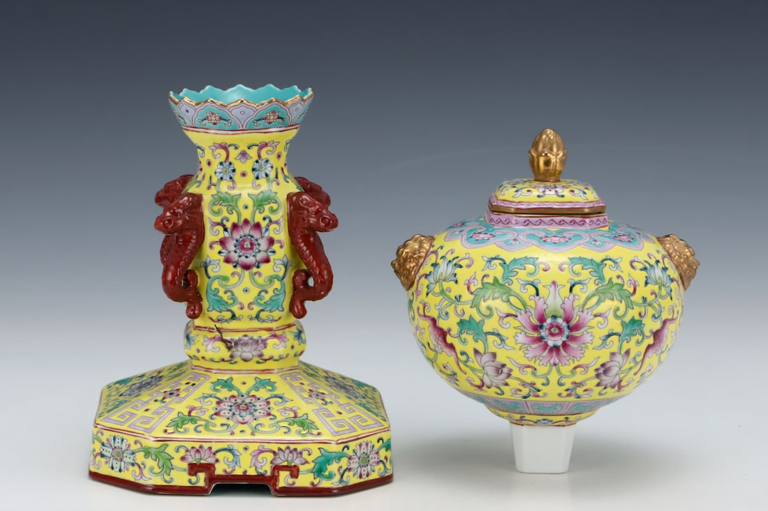 An Exquisite Enamel Lotus Pattern Hatstand - 6