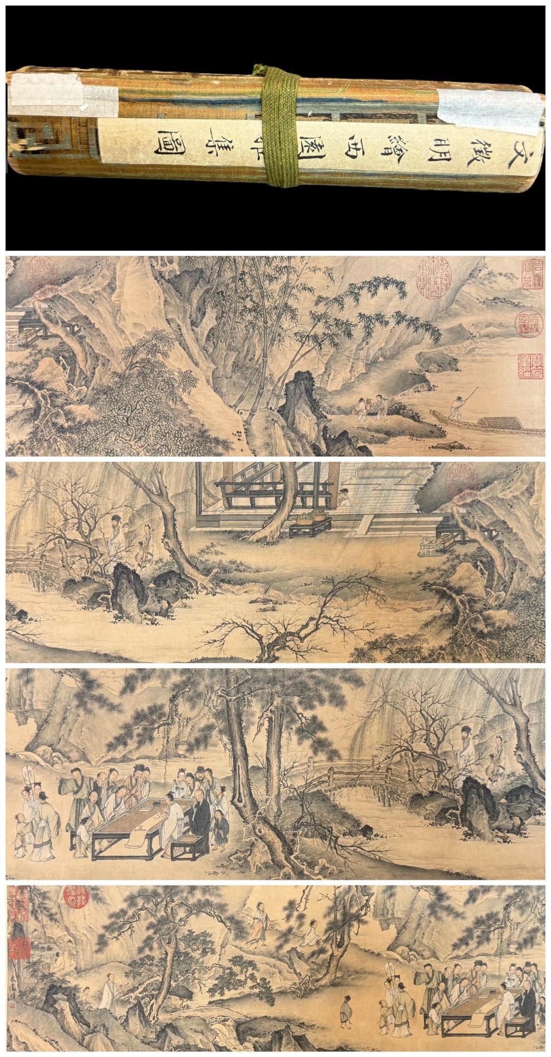 A Chinese Hand Scroll Ink Painting of Landscape and Figure on Silk (1 of 11)