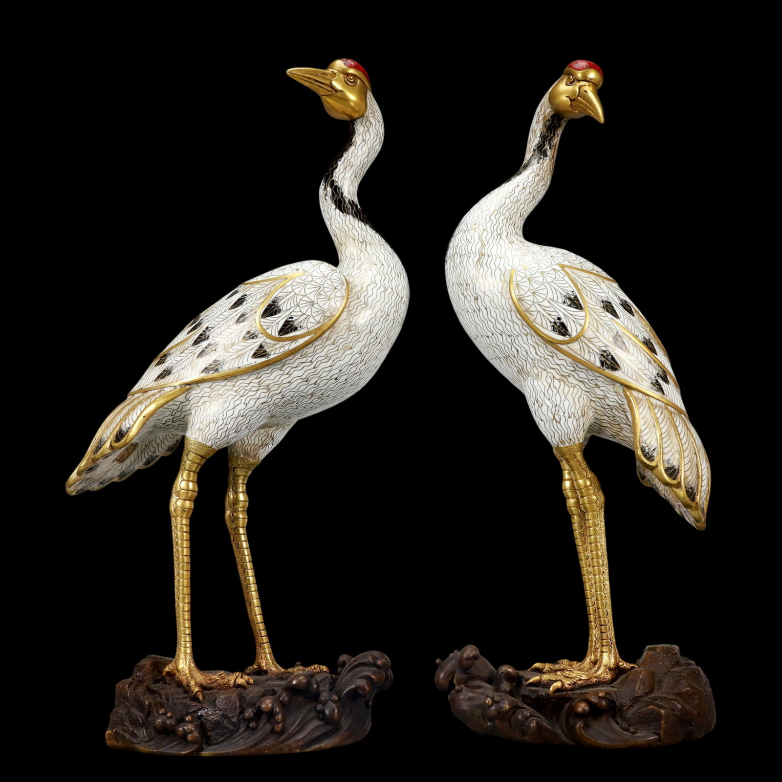 A Exquisite A pair of Cloisonne Gilt Bronze Crane Ornament (1 of 8)