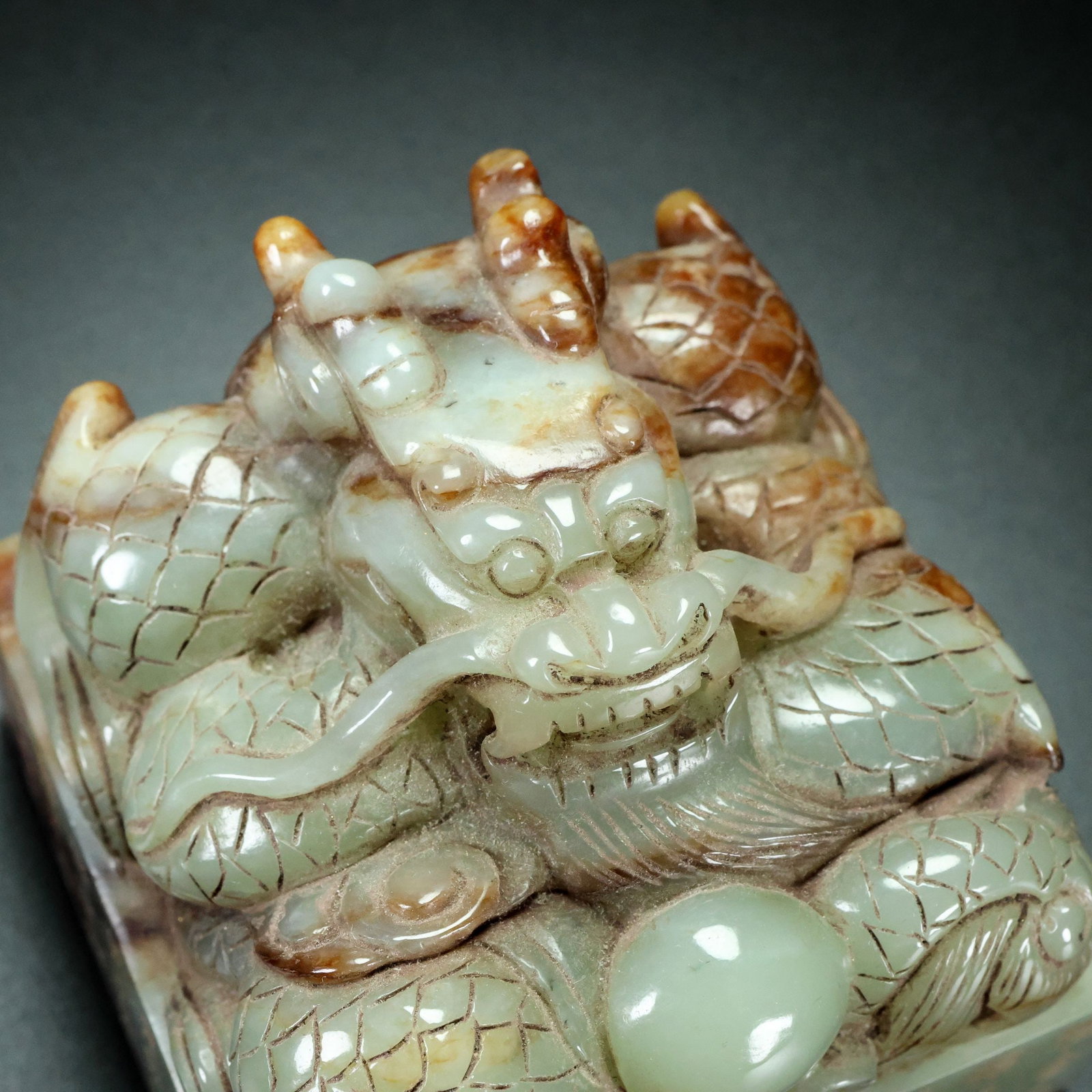 An Exquisite White Jade Dragon Pattern Seal - 6