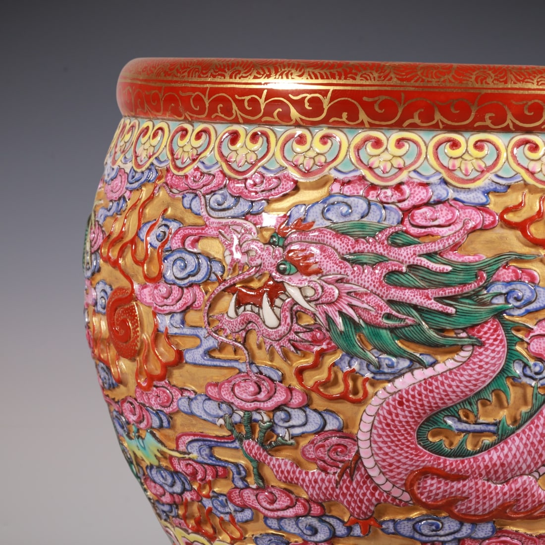 An Exquisite Enamel Dragon Pattern Brush Washer - 2