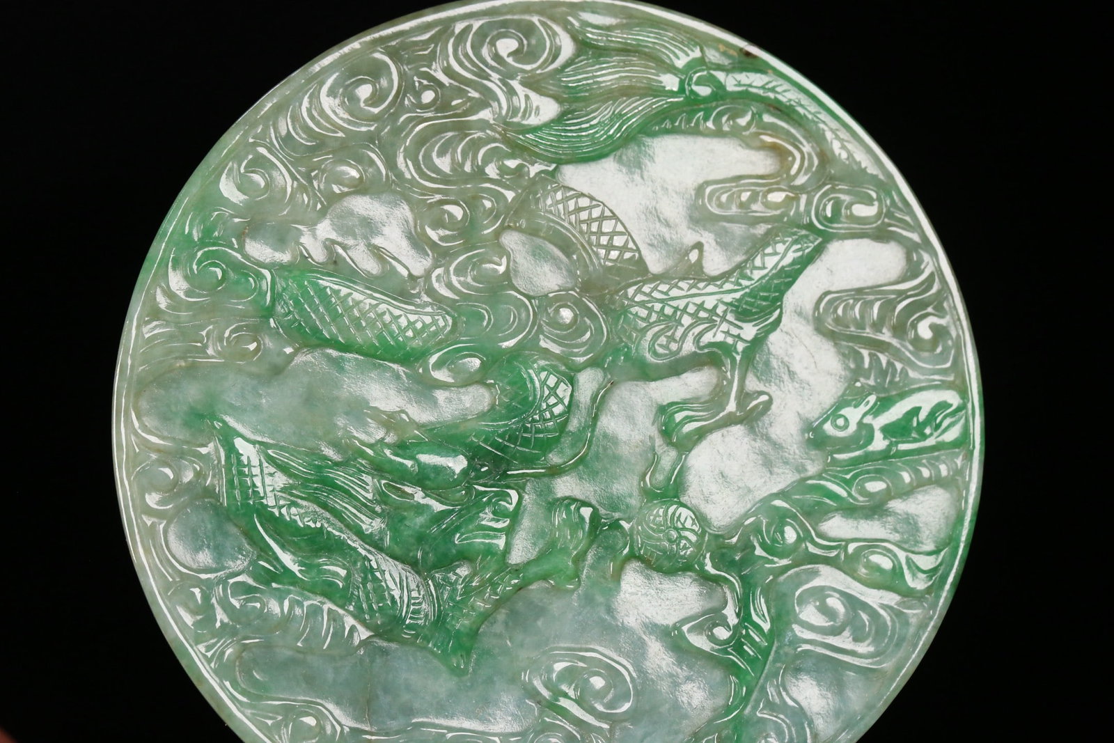 An Exquisite Jadeite Dragon and Phoenix Pattern Screen - 5