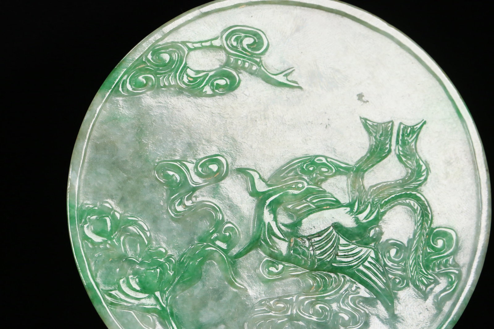 An Exquisite Jadeite Dragon and Phoenix Pattern Screen - 8