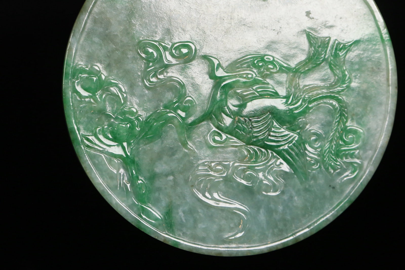 An Exquisite Jadeite Dragon and Phoenix Pattern Screen - 9